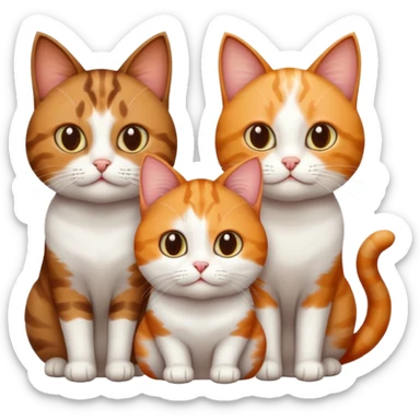 3 cats and each are different natural colours; brown tabby and white, calico, and ginger and white sticker