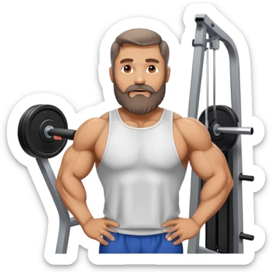 50 year old muscular fathers with beard talking in a gym sticker