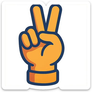 hand with thumb, index, and middle fingers raised, other fingers closed, cartoon style, soft shading sticker