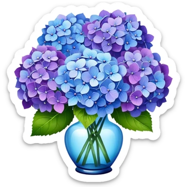 A beautiful bouquet of purple and blue hydrangea flowers sticker