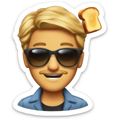 One French toast with sunglasses and joney eyebrown sticker