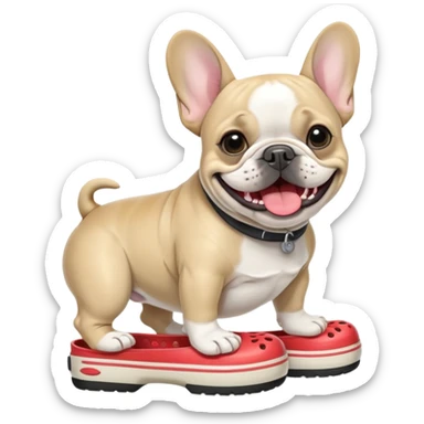 French bulldog wearing crocs shoes  sticker