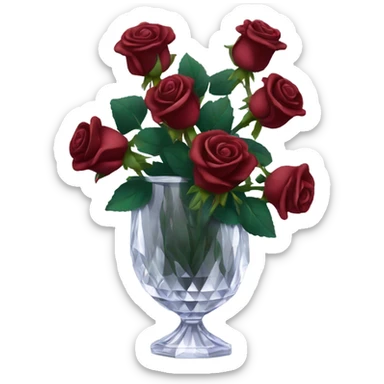 Dark red rose bouquet in a crystal vase  sticker