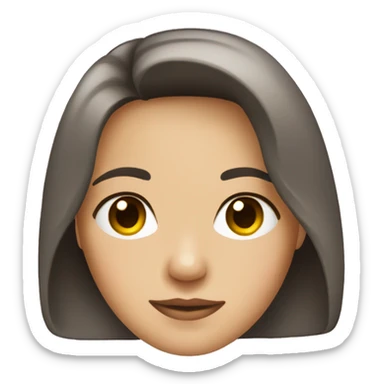 face sticker, contrasting, light, brunette woman, hazel eyes, dark hair, white t-shirt sticker