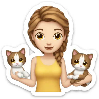 white-girl-brown-hair-curtain-banks-holding-two-cats sticker