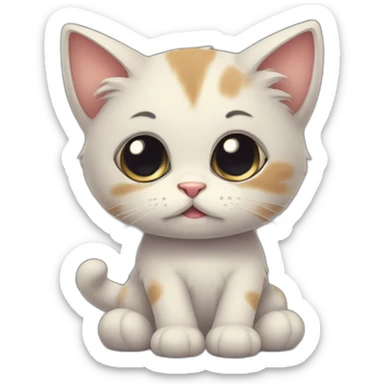 sad kitten with a sign in his paws that says "I'm sad because you didn't come to Huba Buba" sticker