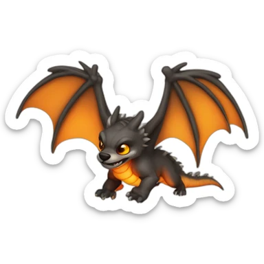 flying on the door of Hell half-badger half-dragon orange thinking of food sticker