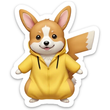 Corgi in kigurumi pikachu sticker