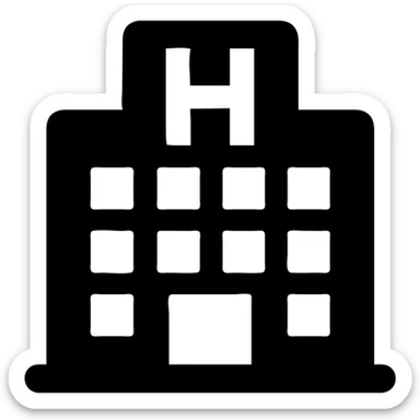 hospital icon, bold and simple, solid black filled style sticker