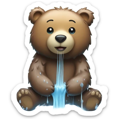 Showering bear sticker