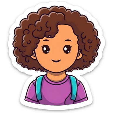 girl with curly brown hair, dark brown eyes, and brown skin sticker