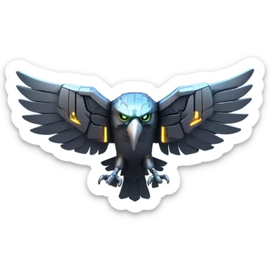 A dark furtive eagle as a tech drone machine sticker