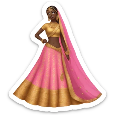 a pink & gold lehenga sticker