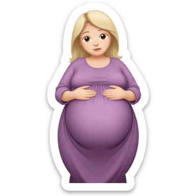 very heavily pregnant overdue woman with super  huge round belly sticker