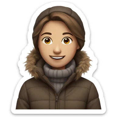 smiling girl with brown hair in cold weather sticker