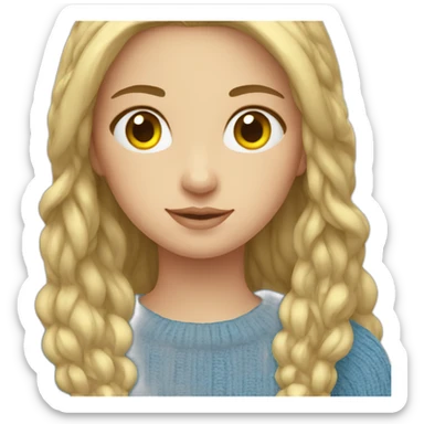 White Girl in blue and yellow sweater sticker