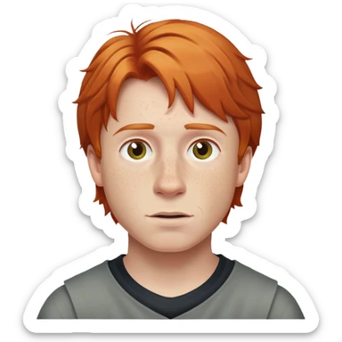 Ron Weasley with ginger hair and freckles sticker