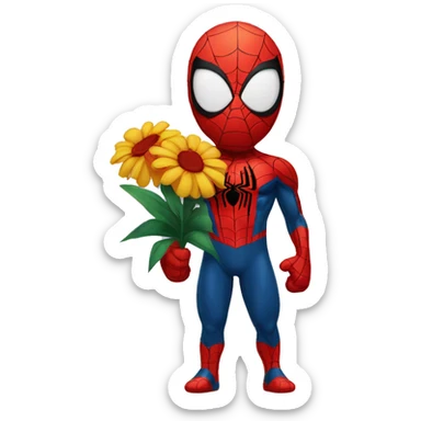 spider-man holding flowers  sticker