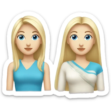 turkic girl and blonde blue eye girl sticker