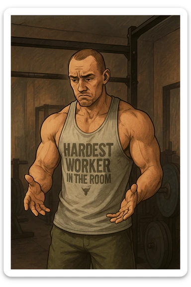 Uomo che si allena e sta cercando di capire quanta intensità mettere sticker