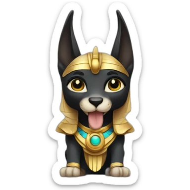 Ancient egyptian god Anubis cheering chibi style sticker