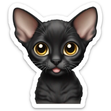 A small black kitten of the Devon Rex breed sticker