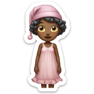 Girl with night gown and stocking hat sticker