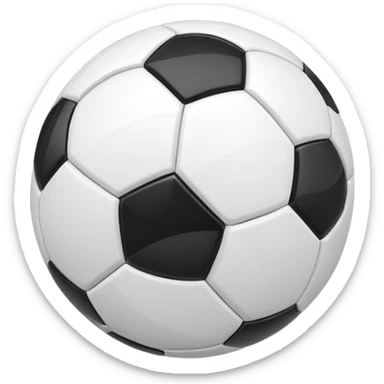 Apple-style emoji of a soccer ball with curve effect, flying with curved wind trails showing spin, glossy 3D look, clean minimal design, soft lighting, transparent background. sticker