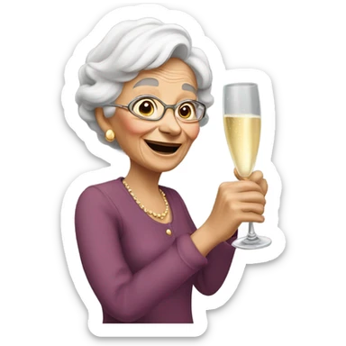 Old lady drinking champagne sticker