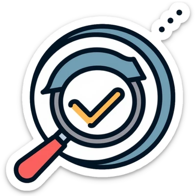 Quality Assurance logo with checkmark and magnifying glass sticker