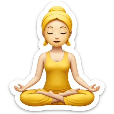 classic yellow emoji in lotus pose, serene face, meditating sticker