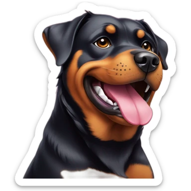 Rottweiler dog winking tongue out sticker