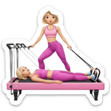 pilates reformer girl with pink set sticker
