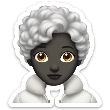 Girl with charcoal gray skin and short white fluffy hair with gold eyes sticker