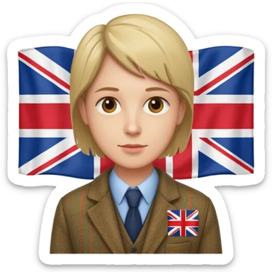 an English writer/playwriter with an UK flag in tha background sticker