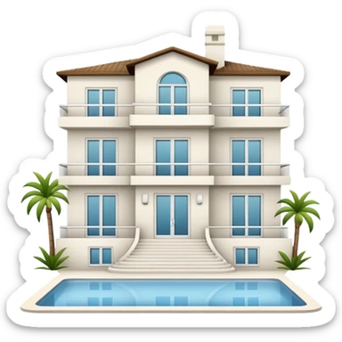 white 3 floor modern luxurious villa sticker