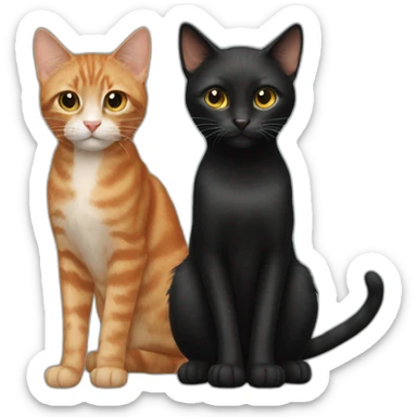 2 male black cats and one female kitten with ginger woman sticker
