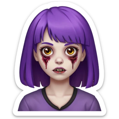 criei um zombe feminino com o cabelo com franja, o cabelo a metade roxa e o resto castanho  sticker