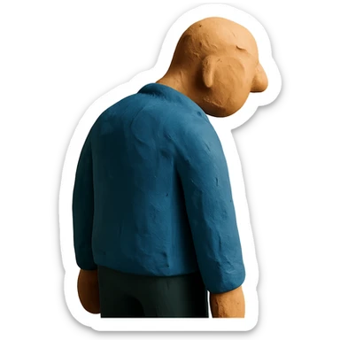 figure with exaggeratedly sloped shoulders, looking away, to represent shirking responsibility sticker
