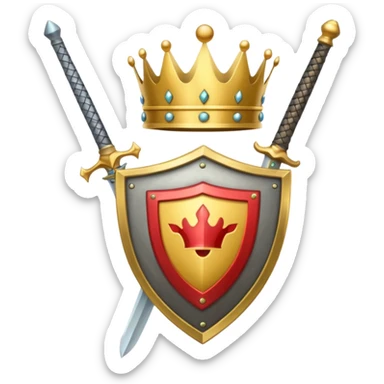 Powerful emoji with only sword, shield and crown sticker
