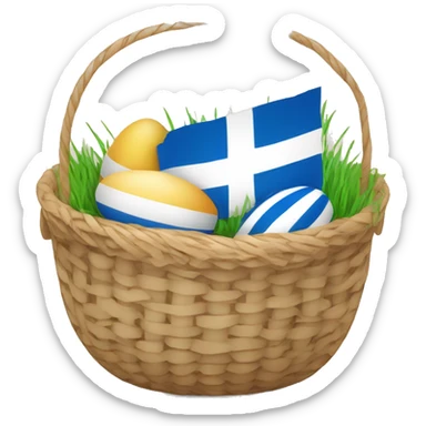 easter basket with greek and european flag eggs sticker