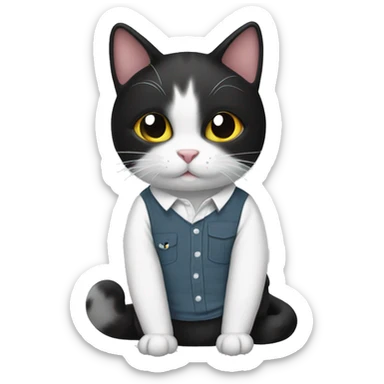 Black and white cat wearing a shirt that says best cat ever sticker