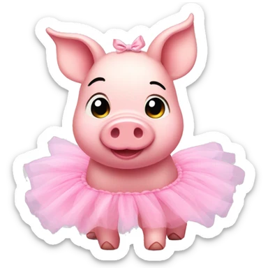 pink piglet with a tutu on sticker