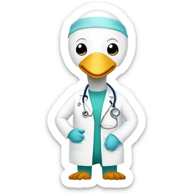 a swan (bird) as a surgeon with a surgical mask and stethoscope  sticker