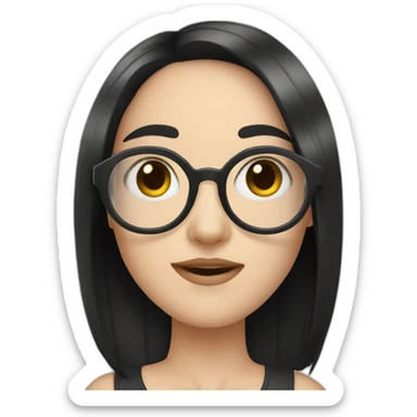 girl with black hair modern glasses pale skin avatar sticker