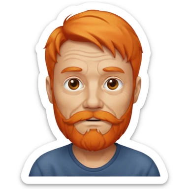 old adult male, orange hair and orange beard sticker