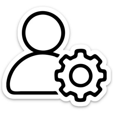 user management icon with single user, outlined, 24 by 24 px, 1 px stroke sticker