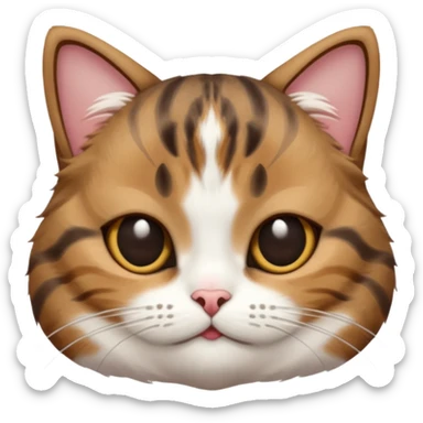 dark brown tabby and white small cat in funny positions upside down with eyes closed sticker