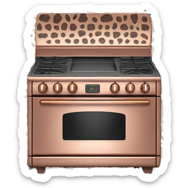 Realistic rose gold stove oven decorated in leopard print pattern. sticker