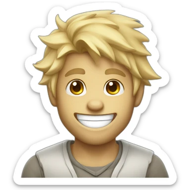 werewolf smiling and saying bye with blond hair sticker